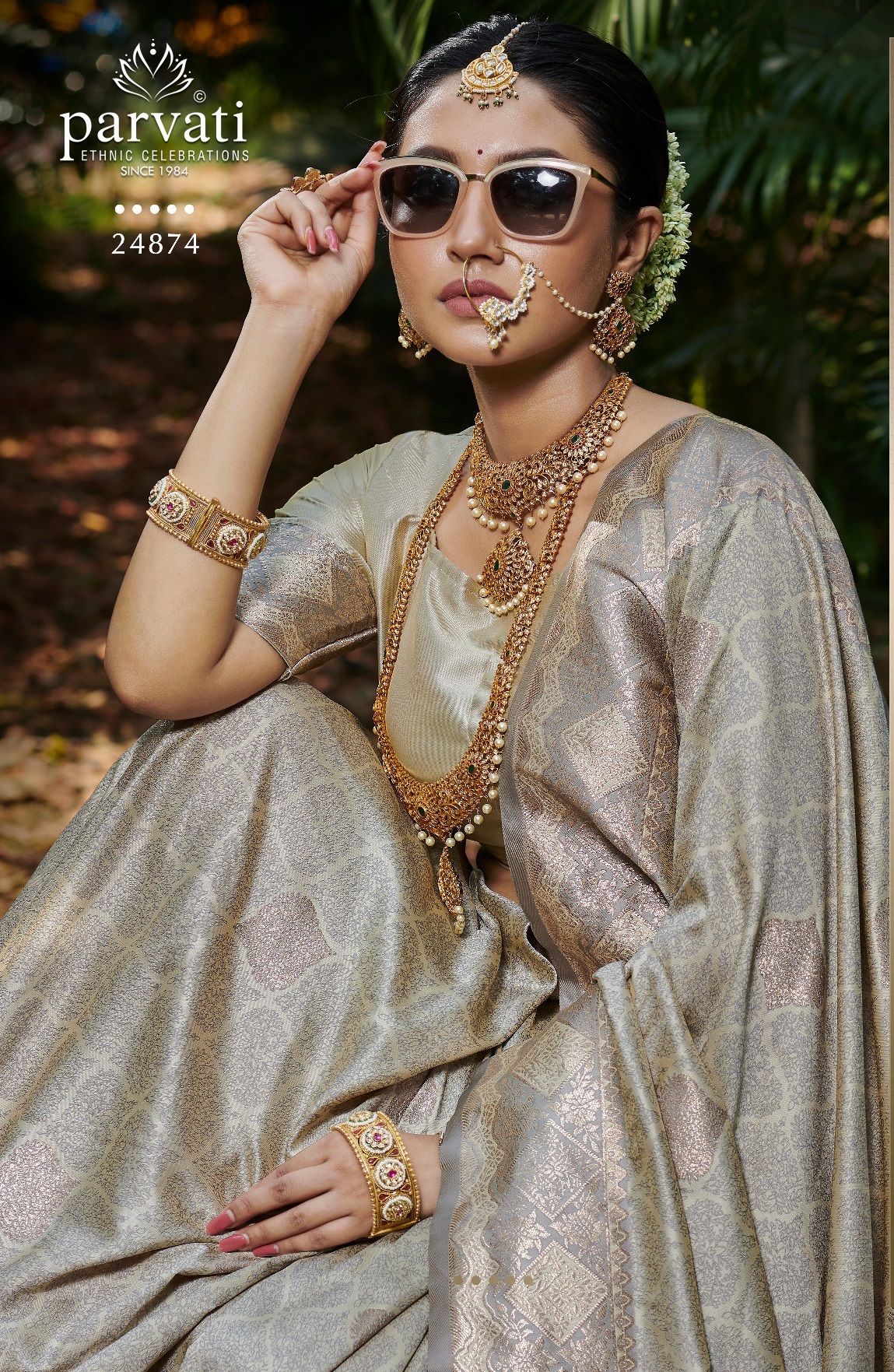 Pink Sarees For Every Occasion Grey Banarasi Silk Saree