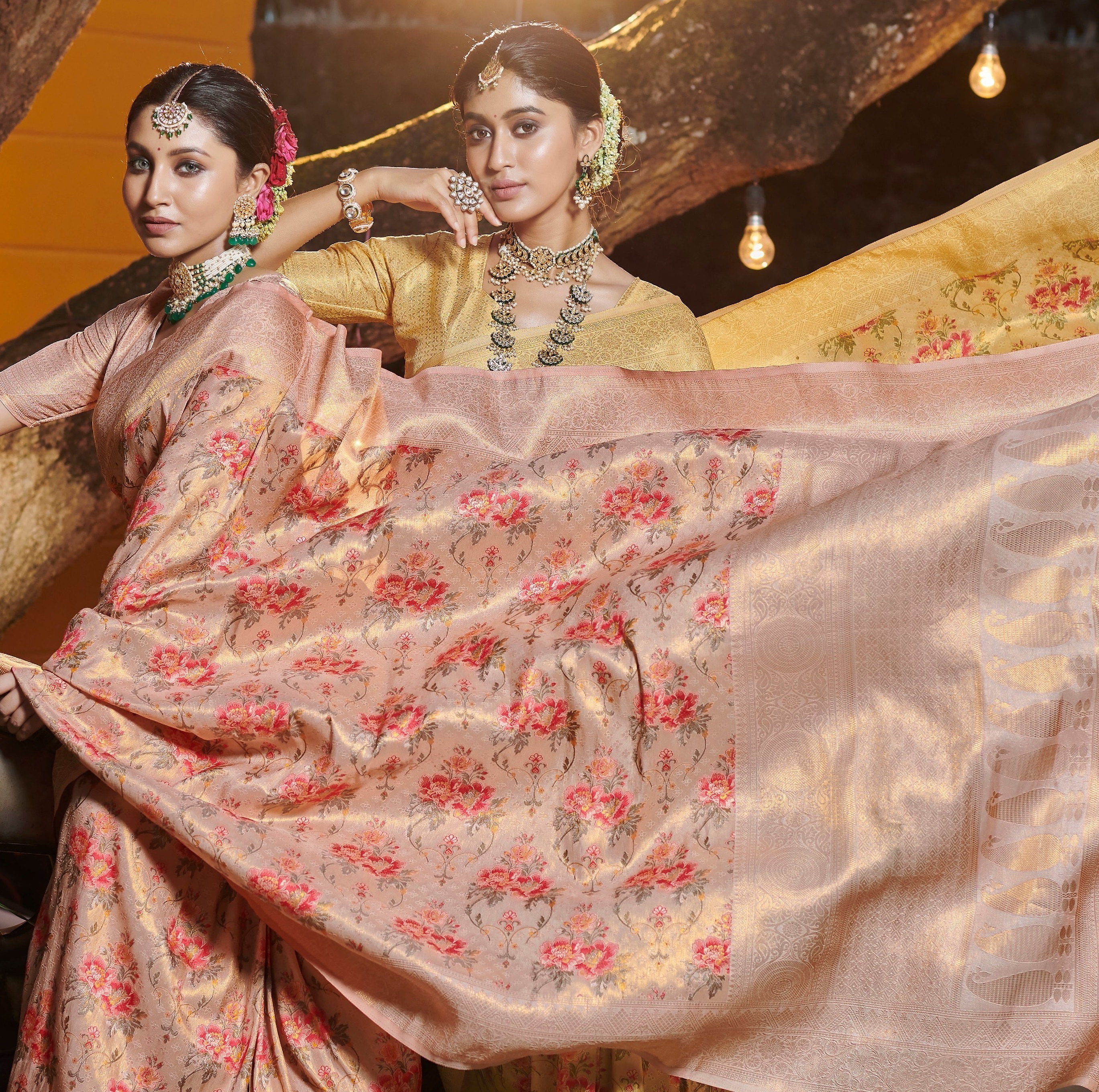 Golden Malika-silk Saree