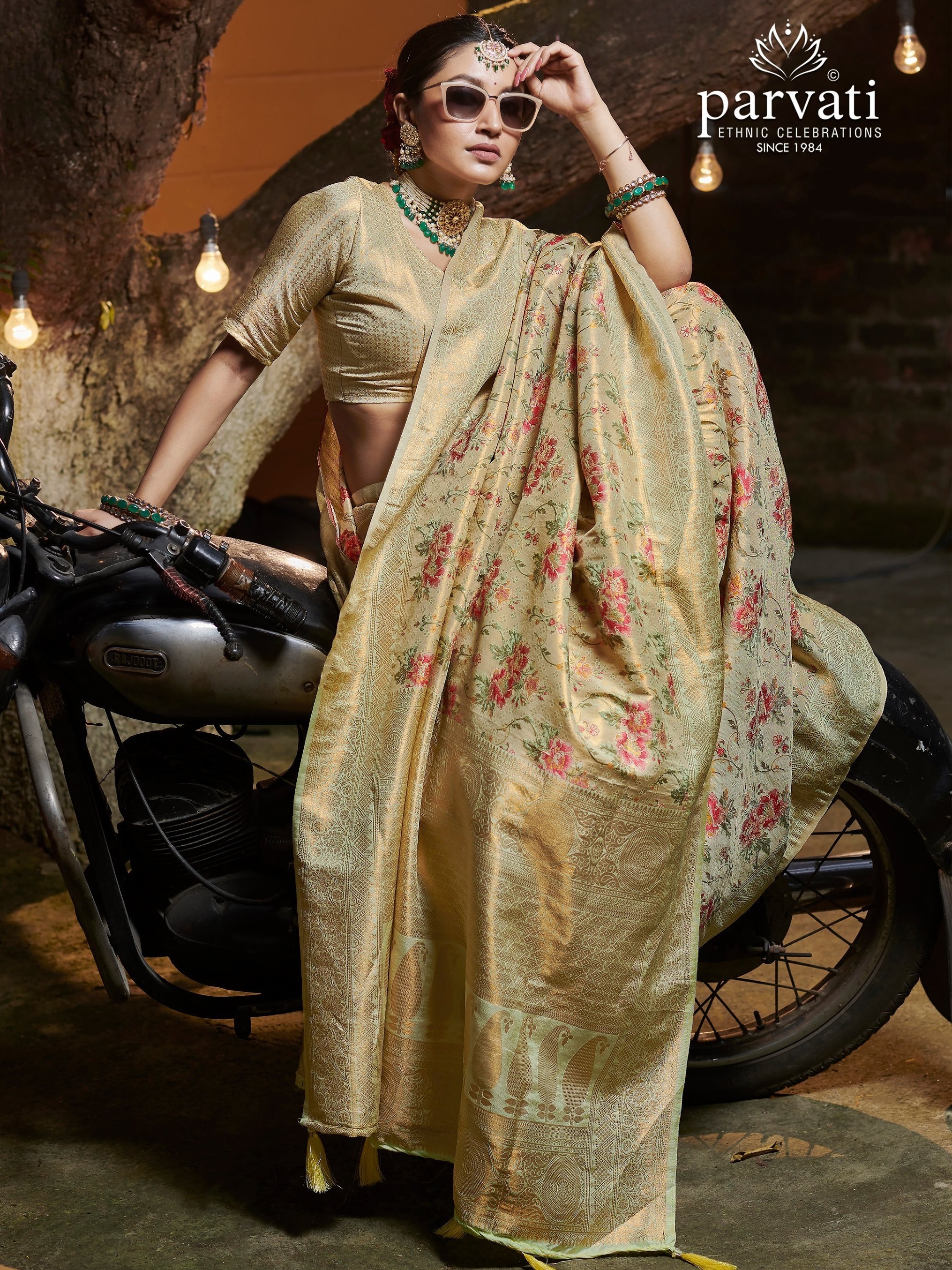 Golden Malika-silk Saree
