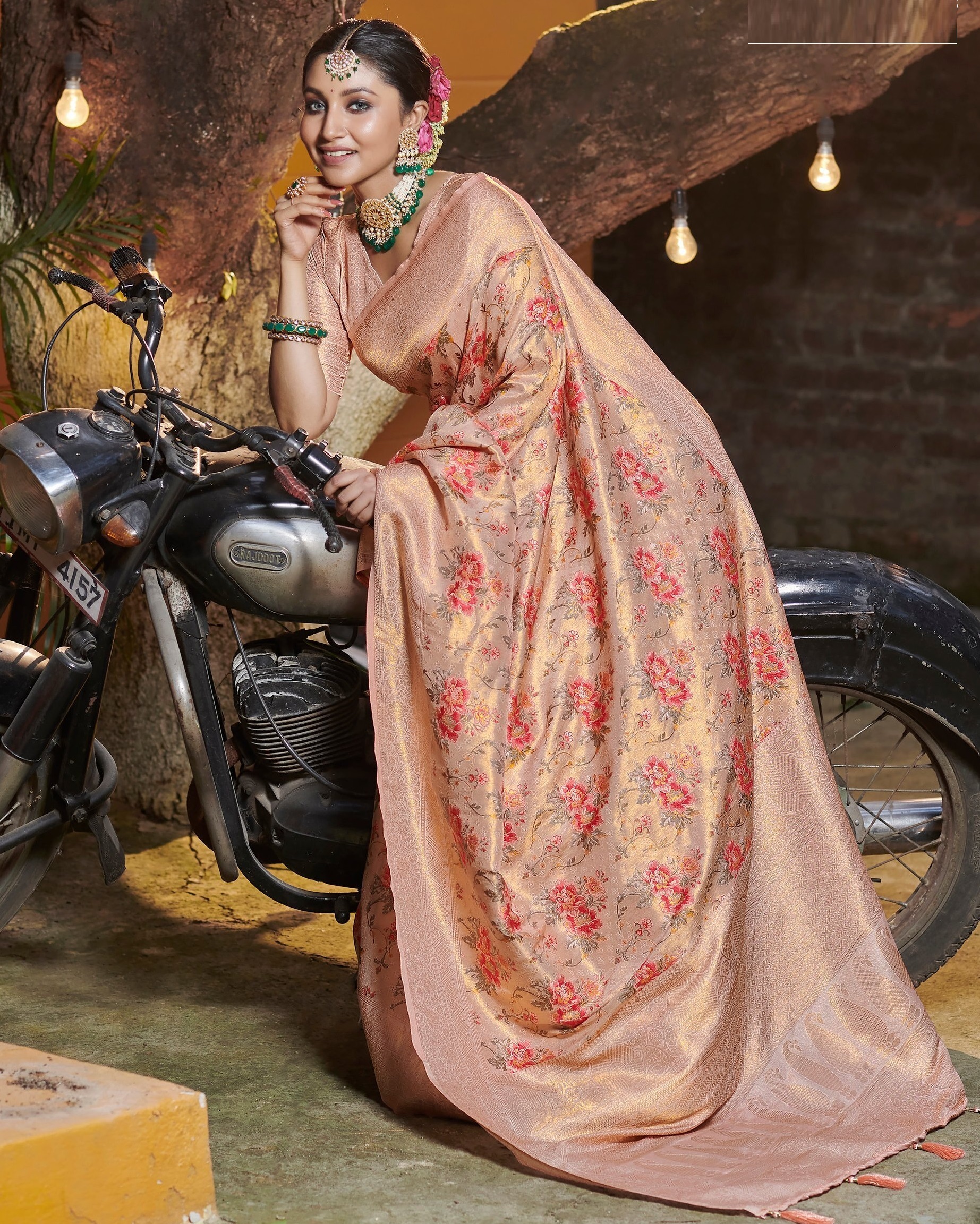 Golden Malika-silk Saree