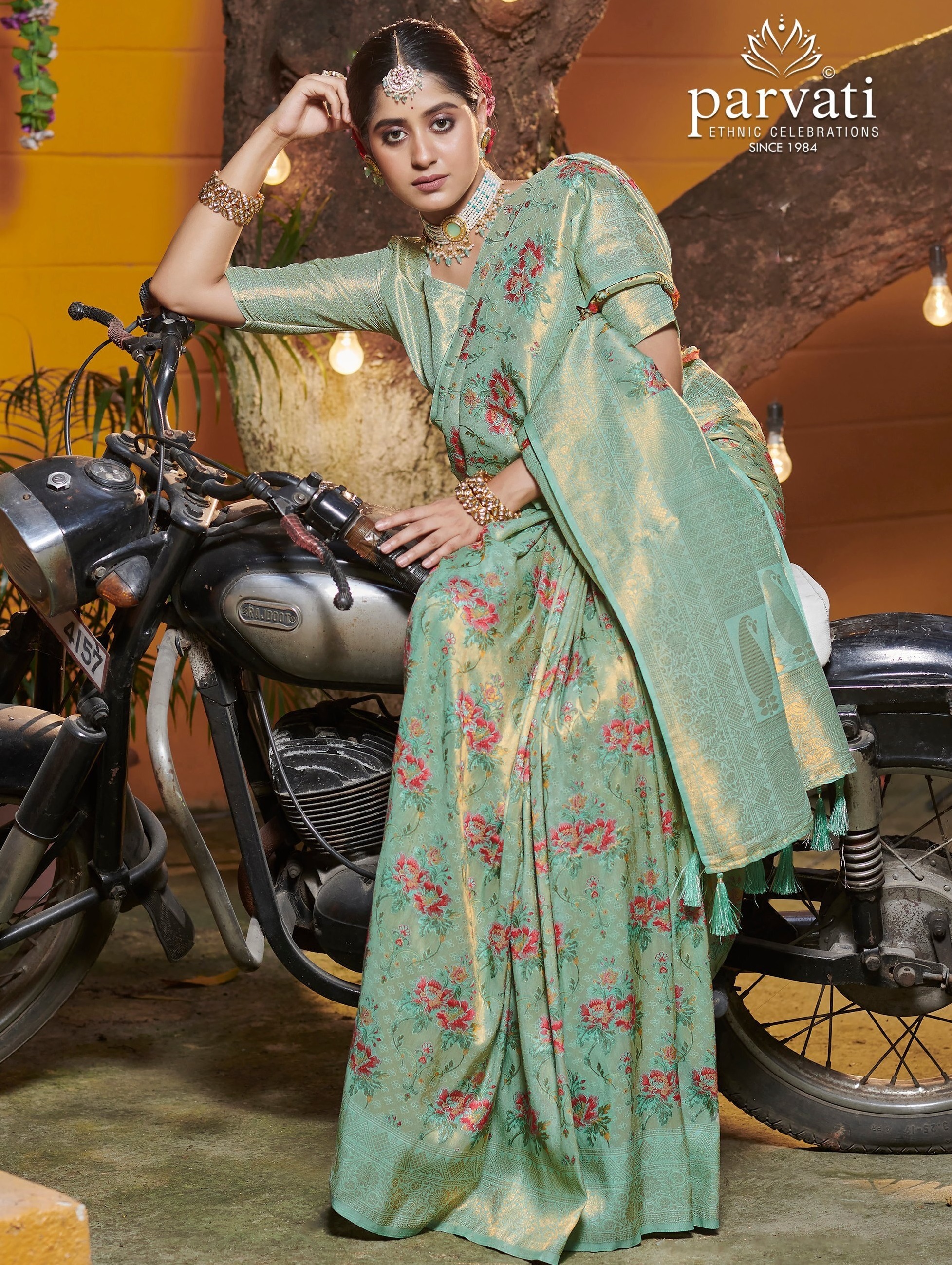 Golden Malika-silk Saree