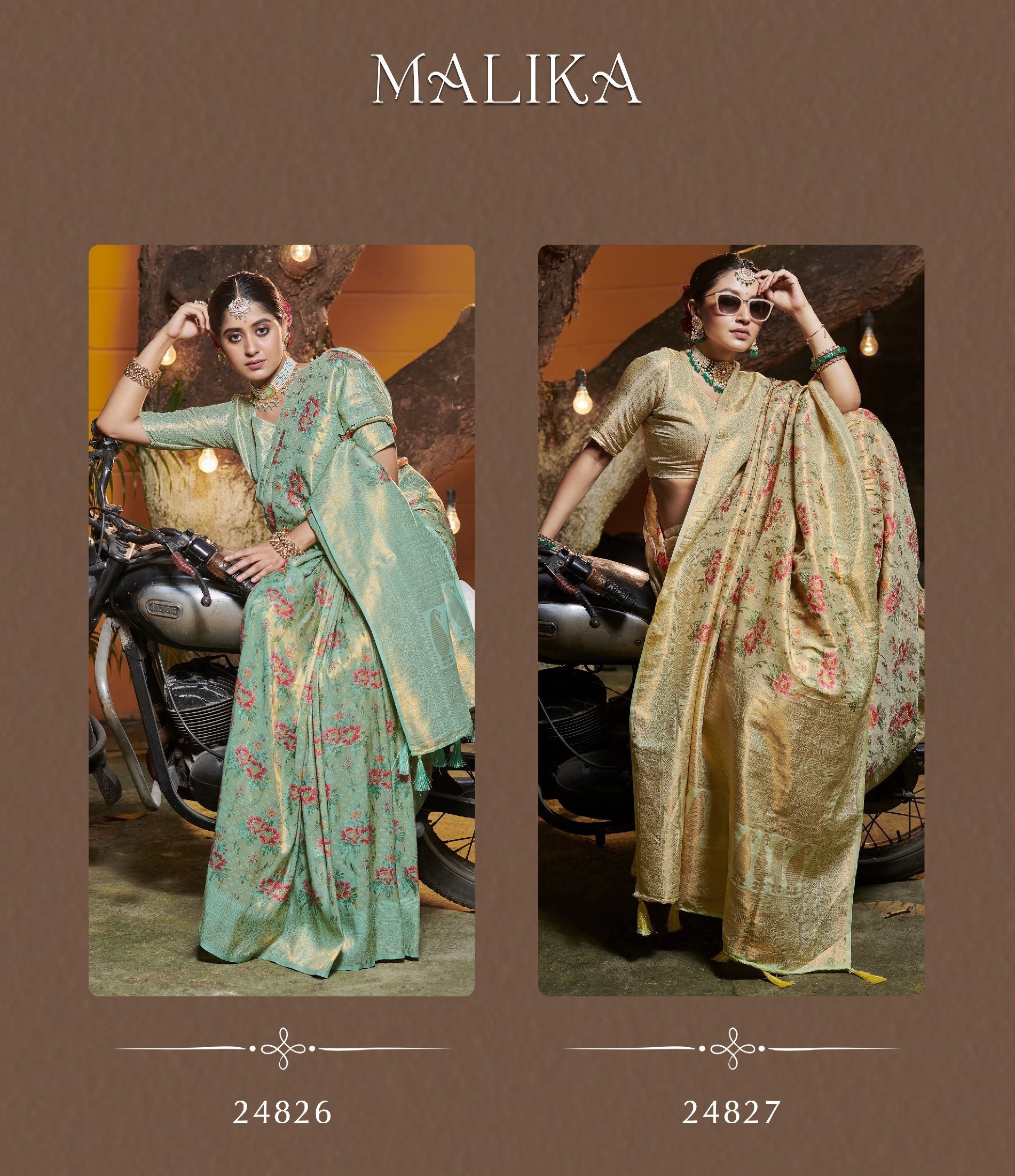 Golden Malika-silk Saree