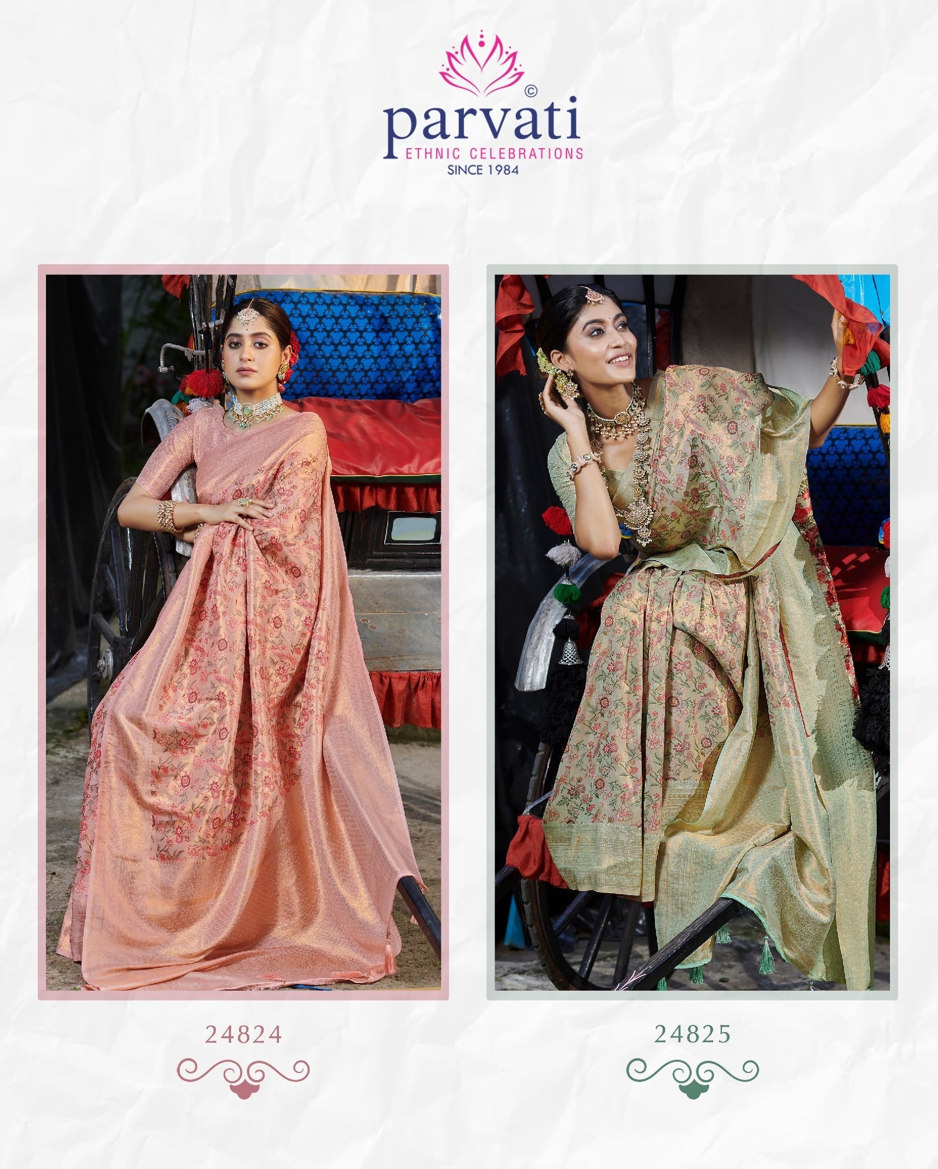 Peach Veda-silk Saree