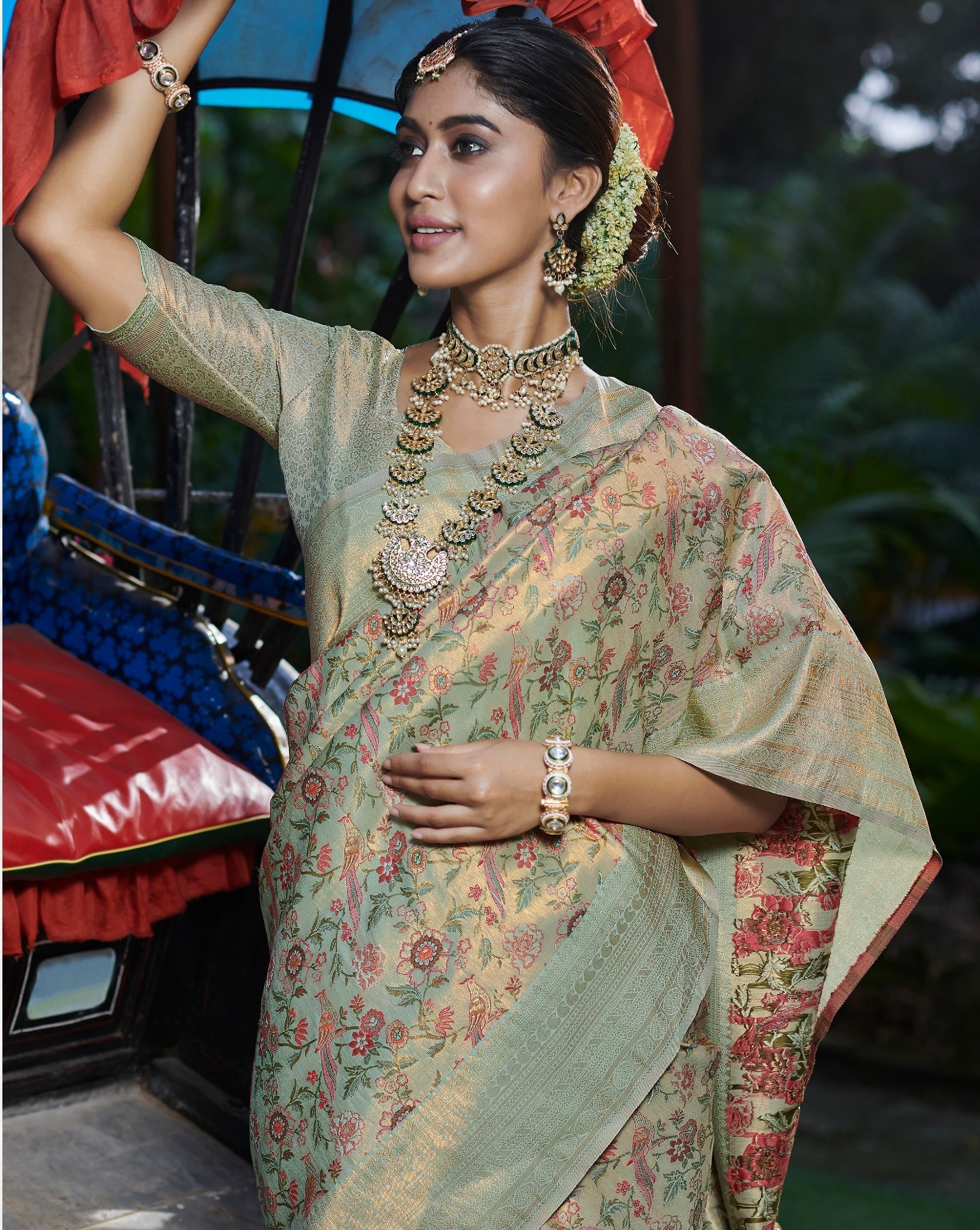 Peach Veda-silk Saree