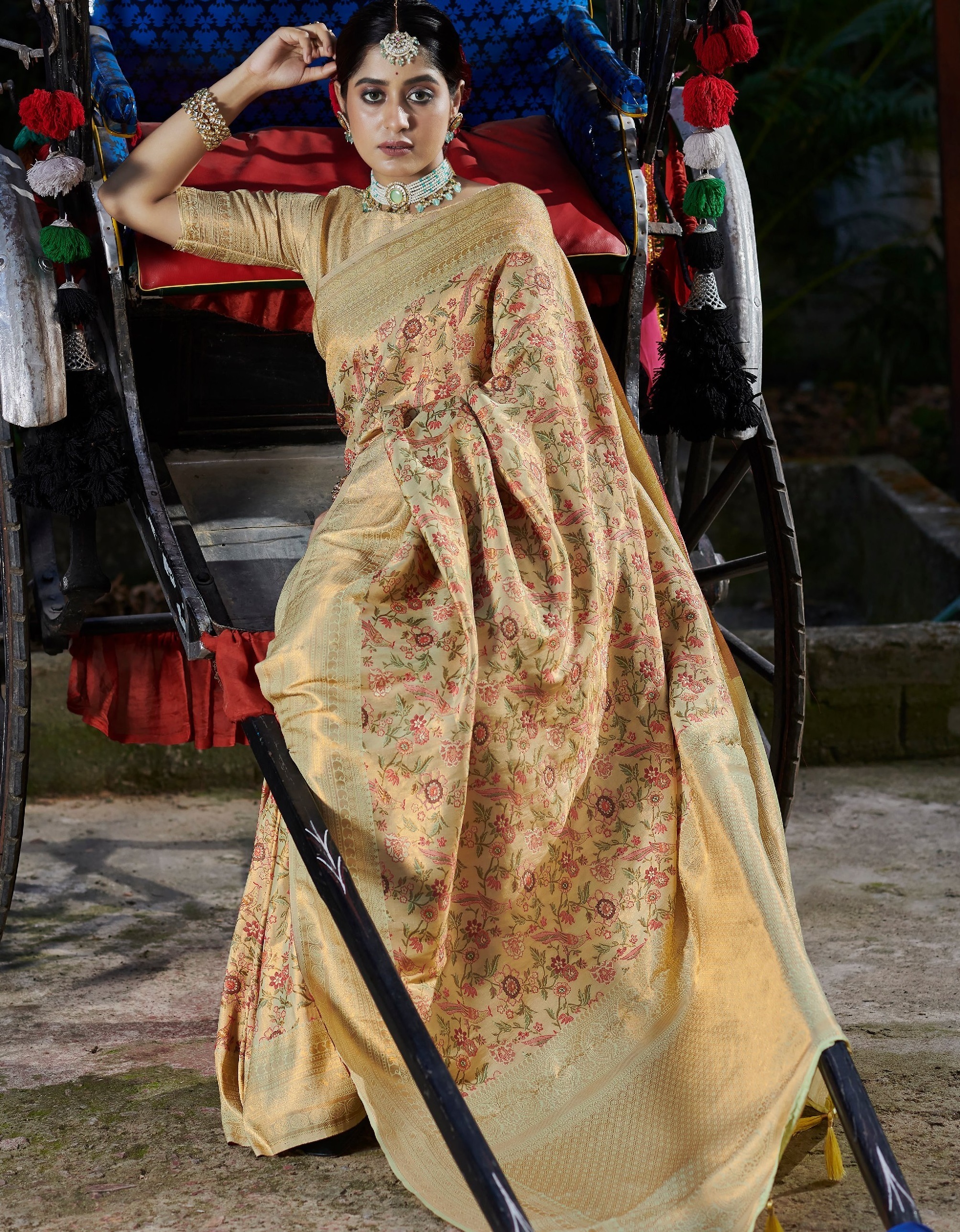 Peach Veda-silk Saree