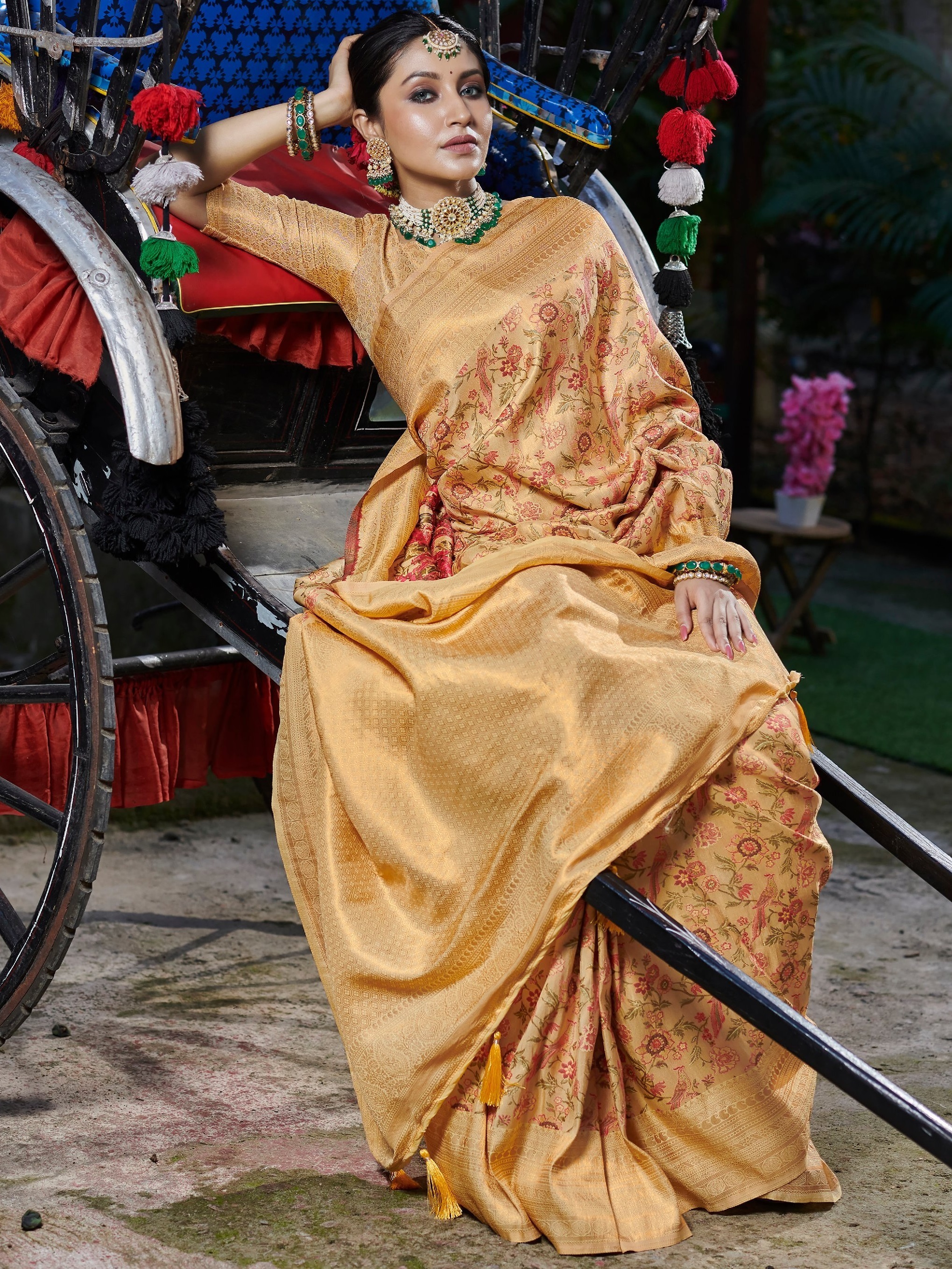 Peach Veda-silk Saree