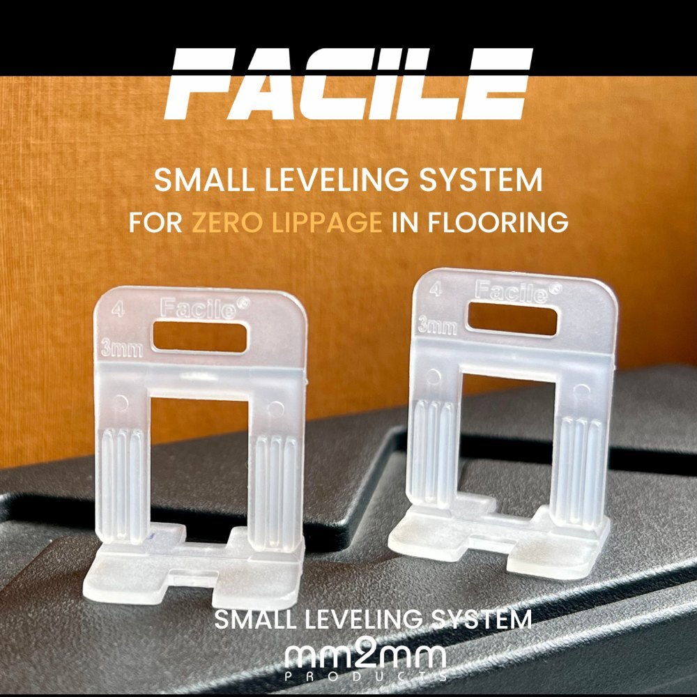 Facile(r) Tile Leveling System Small 1mm Clip - Plastic, 1mm Size, White Color | Innovative Interlocking Design For Lippage-free Installation