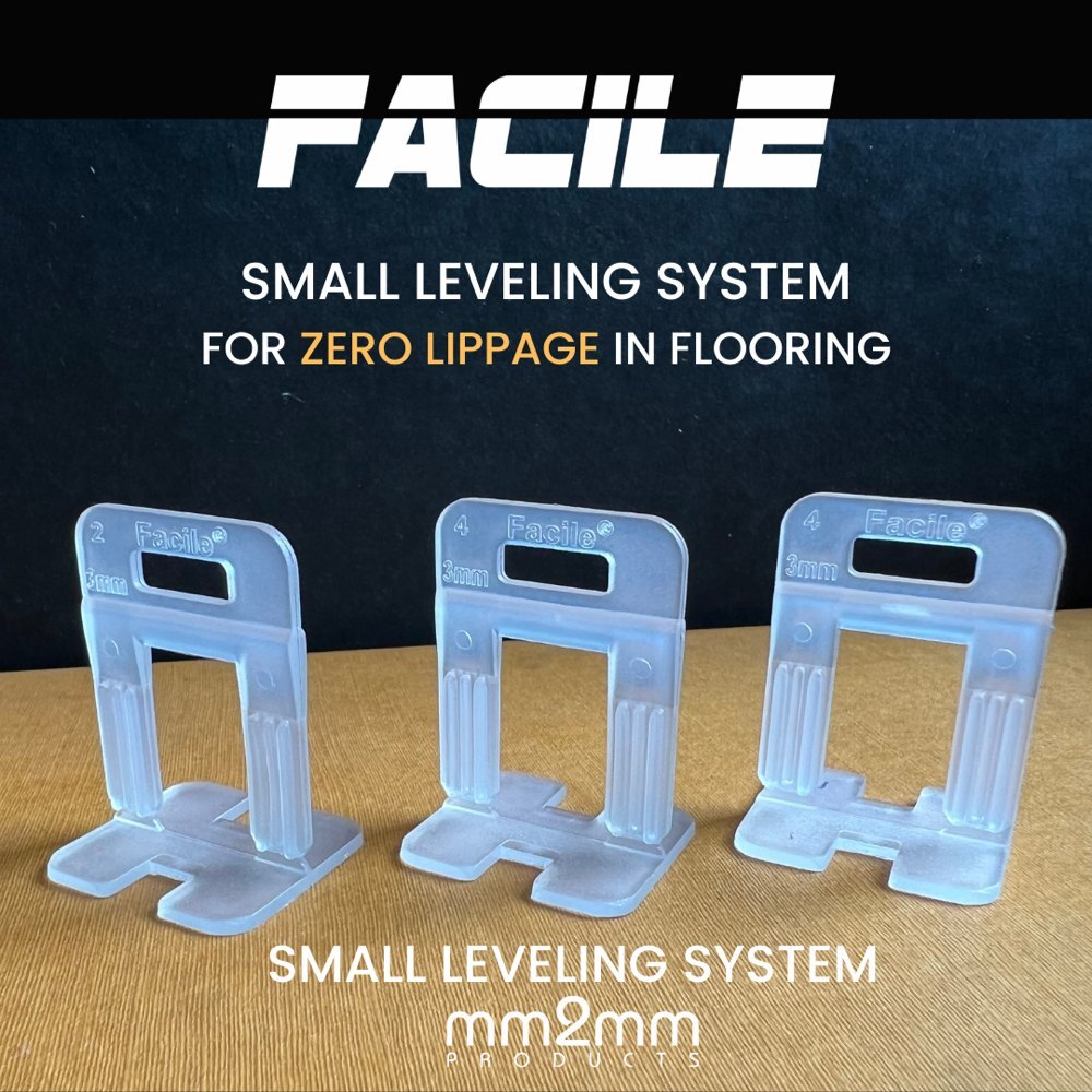 Facile(r) Tile Leveling System Clip Small 2mm - Plastic Handle, 2mm Size, White Color | No Lippage, Faster Installation, Tighter Grout Joint