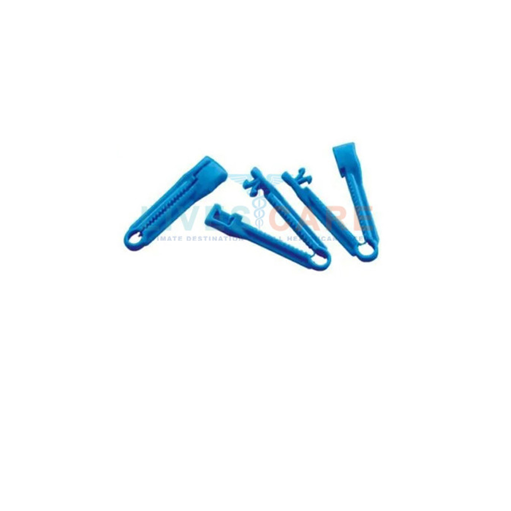 Umbilical Cord Clamp - Medical Grade Plastic, 7-8 Cm Length, 1-1.5 Cm Jaw Width, Blue/white - Double Purpose Security Lock, Finger Grip For Wet Handling