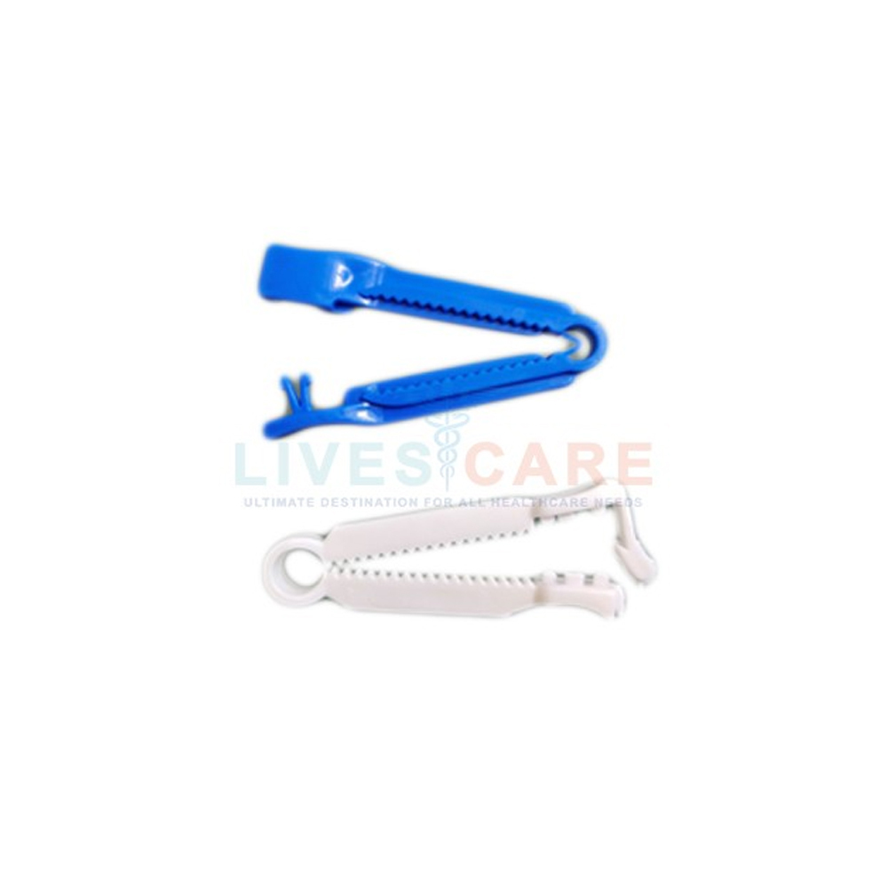 Umbilical Cord Clamp - Medical Grade Plastic, 7-8 Cm Length, 1-1.5 Cm Jaw Width, Blue/white - Double Purpose Security Lock, Finger Grip For Wet Handling