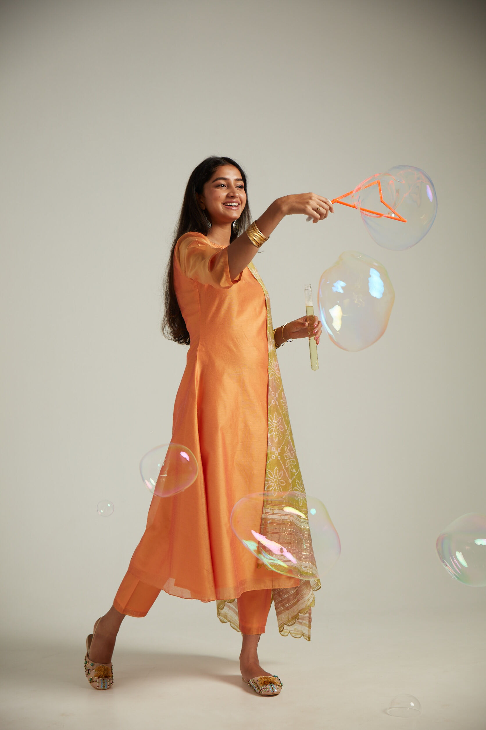 Indian Taffy Pink Glass Chanderi Embroidered Straight Kurta Pant Set With Tie And Dye Dupatta