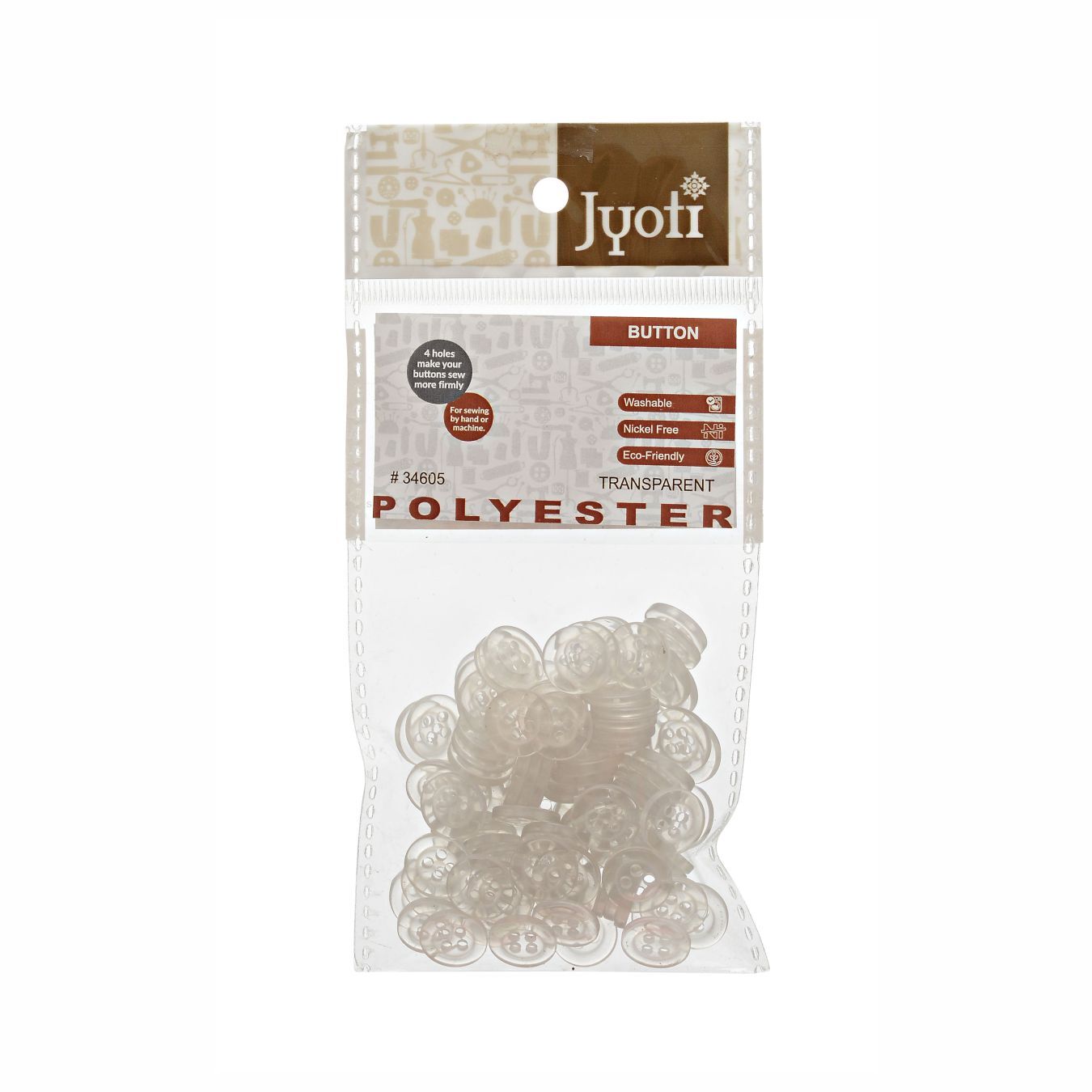 Shirt Button - Plastic Material, 18 L Size, Round Shape, White Color | 4 Holes, Flatback Style With Stone Closure