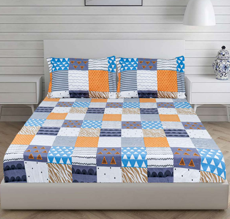 King Size Cotton Bedsheet (Code-x100) - 108x108 Inch | Available In Fitted And Flat, Multiple Elegant Designs