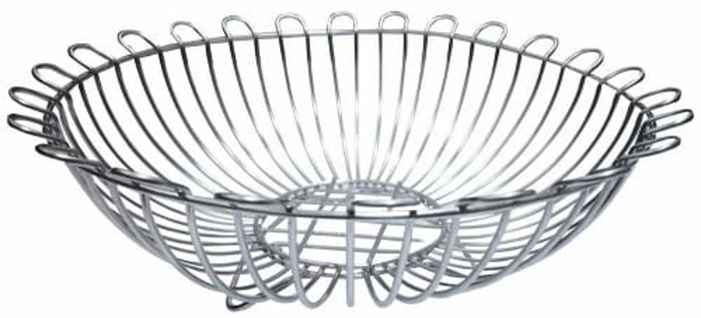 Stainless Steel Fruit Basket - 370g, Circular Design, Silver Finish | Single Shelf For Fruits And Vegetables