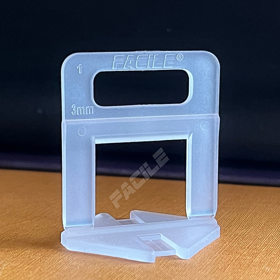 Facileâ® Tile Leveling System Clip Big 3mm - Plastic, White | Interlocking Design For Lippage Free Finish, Reusable Caps, Quick Installation