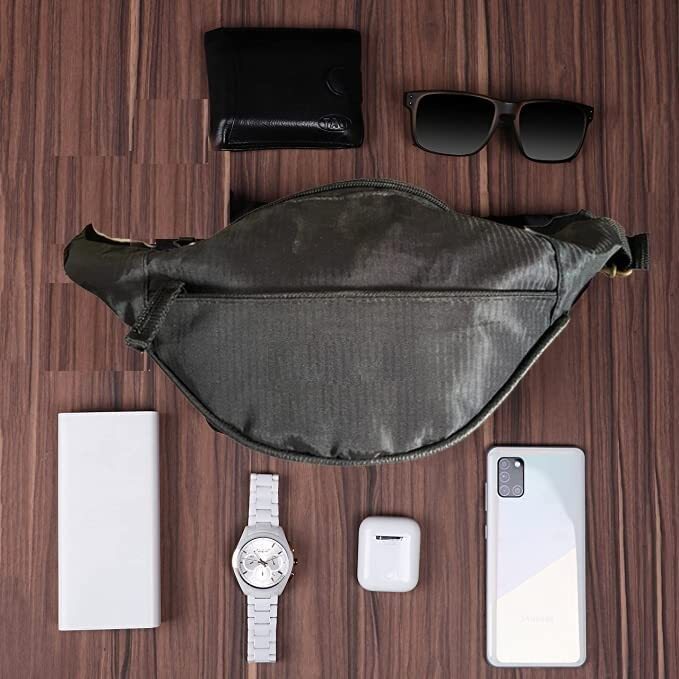 President Waist Bag For Men And Women - Durable Material 30x16x8 Cm Black | Adjustable Strap Large Capacity Multi-use Design