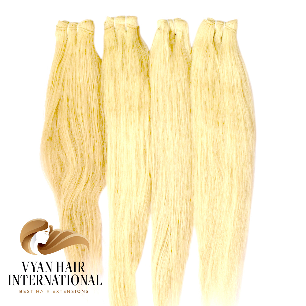 Top Quality Russian Blonde 613 Virgin Hair Bundles Silky Straight Style Long Size Available