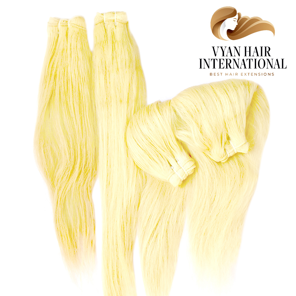 Top Quality Russian Blonde 613 Virgin Hair Bundles Silky Straight Style Long Size Available