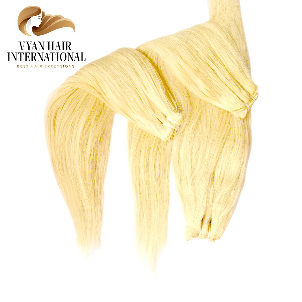 Top Quality Russian Blonde 613 Virgin Hair Bundles Silky Straight Style Long Size Available