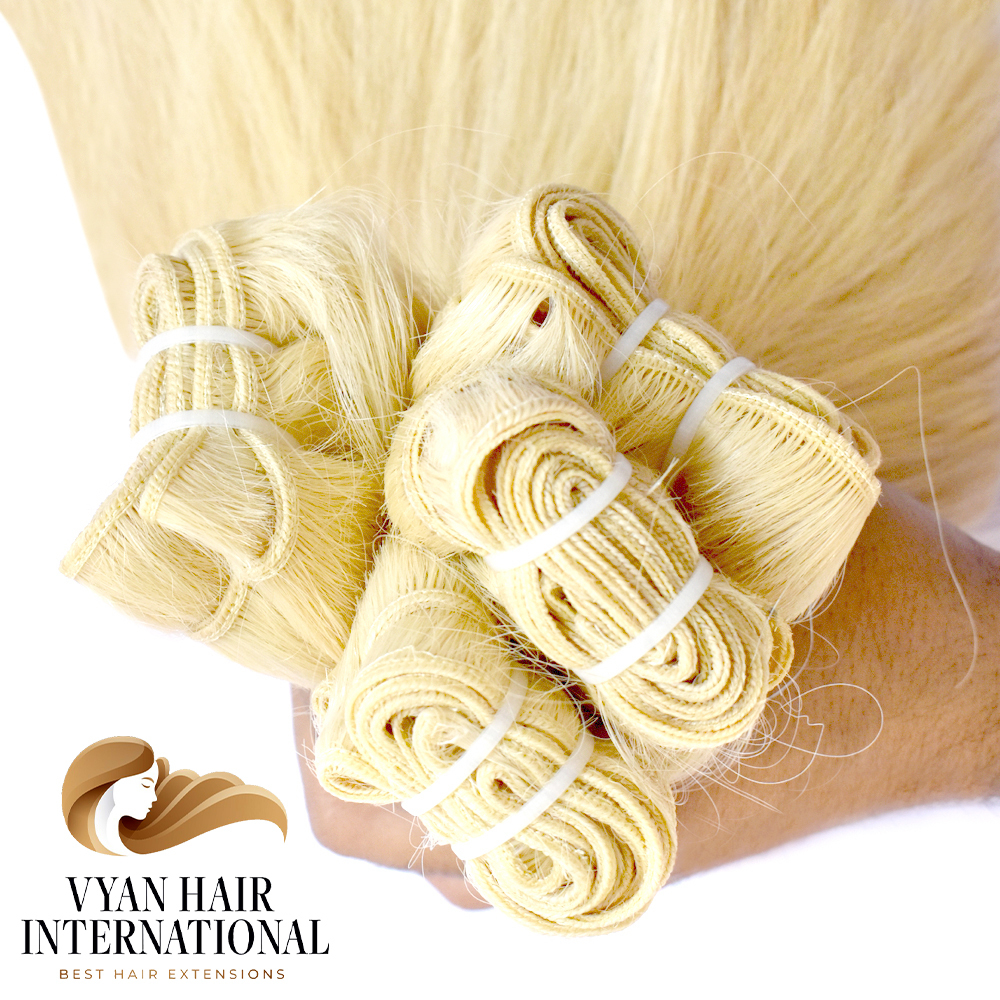 Top Quality Russian Blonde 613 Virgin Hair Bundles Silky Straight Style Long Size Available