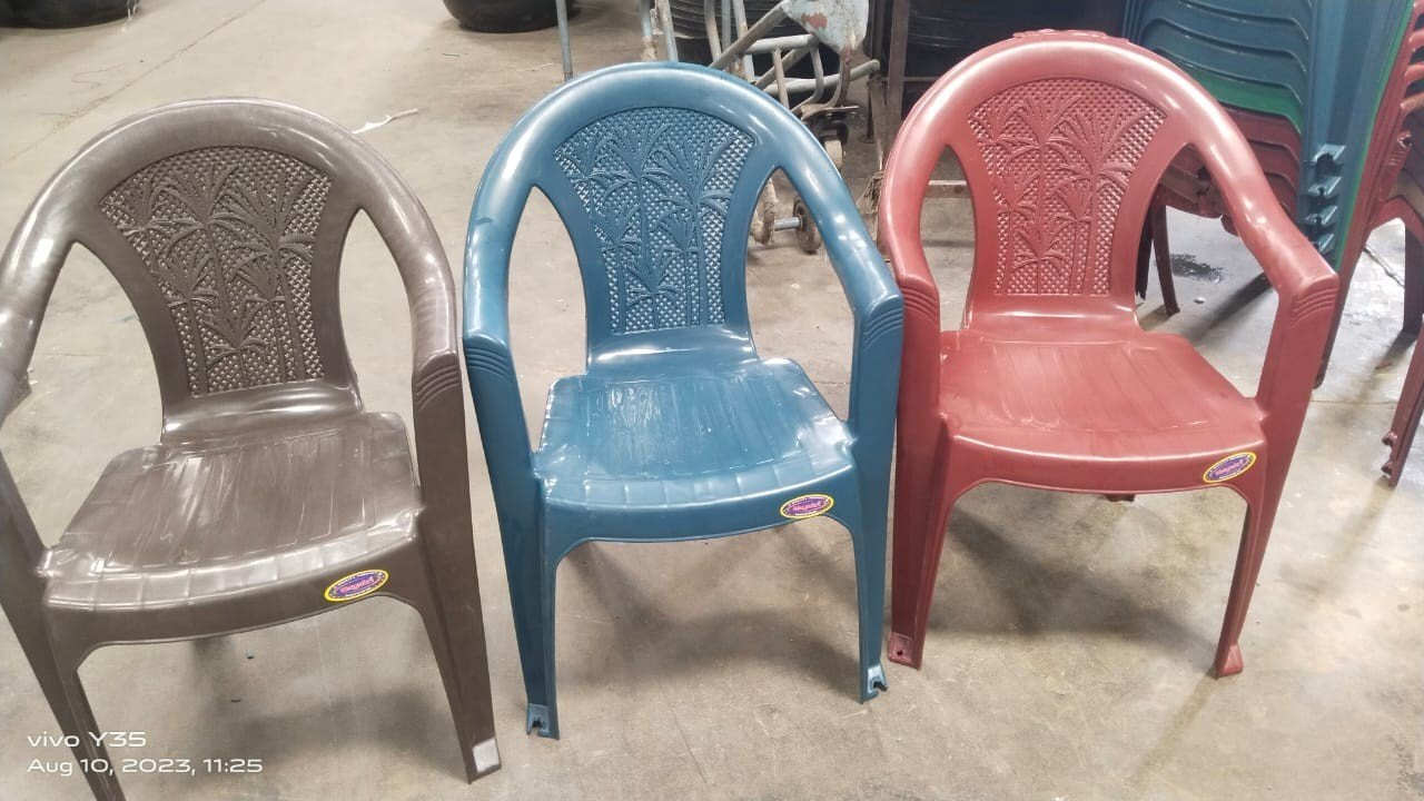 Plastic Chair - Medium Back, Stationary, Set Of 1 | Brown Plastic, Armrest Design, Home Furniture For Versatile Usage