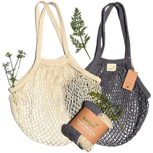 Cotton Mesh Grocery Tote Bags - Lightweight Canvas, See-Through Design, Eco-Friendly Colors Available | Ideal for Farmers' Markets and Everyday Shopping