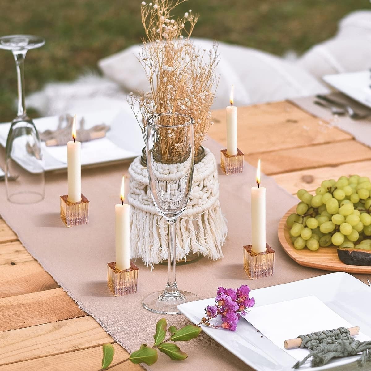 Candle Holder 17 - Iron Material 1.57x1.57x1.57 Inches Amber Color | Handmade Polished Finish Ideal For Weddings Birthdays & Home Decoration