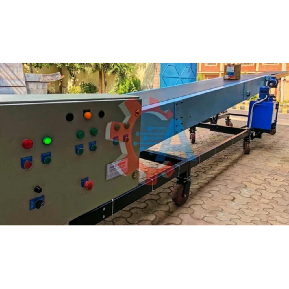 Telescopic Belt Conveyor - Stainless Steel, Extensible Up to Double Length, Adjustable Height , Available in Blue, Silver & Green