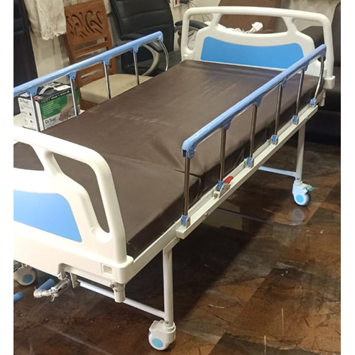 Hospital Portable Bed - High-quality Steel, Lightweight Design, White And Blue Color Scheme | Easy To Clean, Manual Operation, Ideal For Medical Facilities