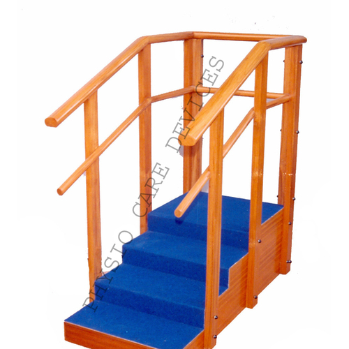 Training Stairs - 18 mm Ply Board with Naturalwood-Polish Finish, Four 15cm Steps to 76 x 76 x 60cm Platform, Non-Slip Matting for Adult Use