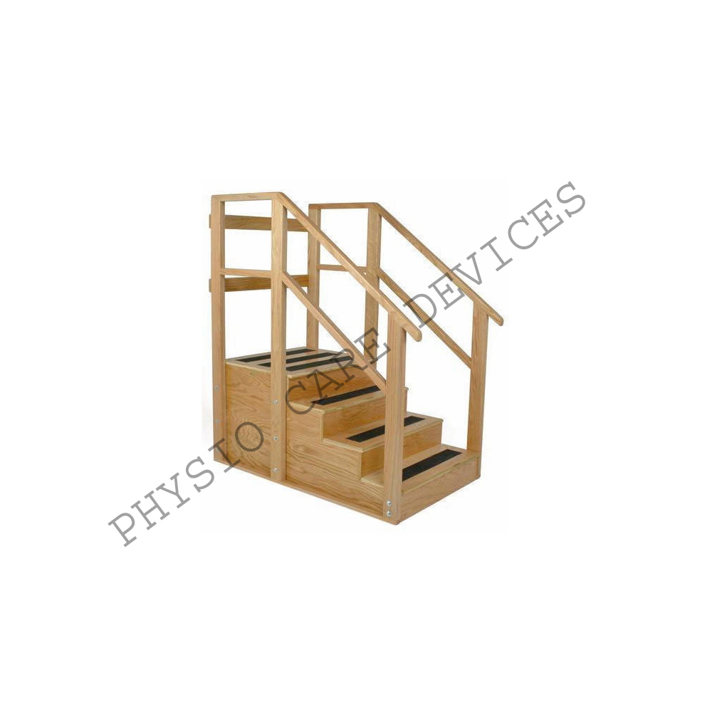 Training Stairs - 18 Mm Ply Board With Naturalwood-polish Finish, Four 15cm Steps To 76 X 76 X 60cm Platform, Non-slip Matting For Adult Use