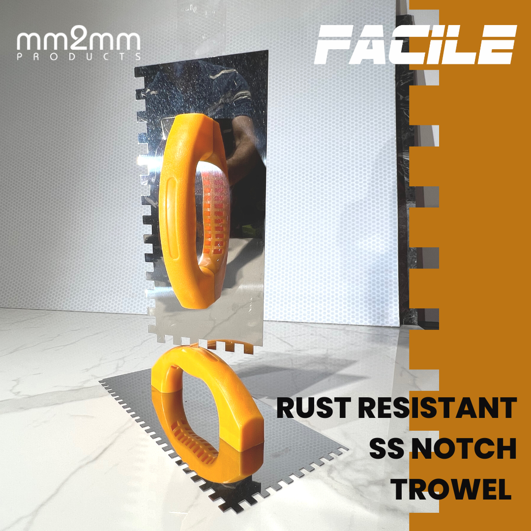Facile(r) Notched Trowels 8 Mm - Stainless Steel, 280 X 115 X 0.7 Mm , Silver Color, Plastic Handle For Even Tile Adhesive Application