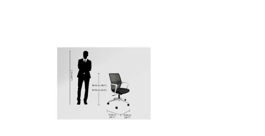 Designer Office Chair - Knitted Fabric, (W)=75.6 X (H)=88.5 - 98.5 X (D)=75.6 , Black Ink Color, Lightweight 13kg, 1-year Warranty