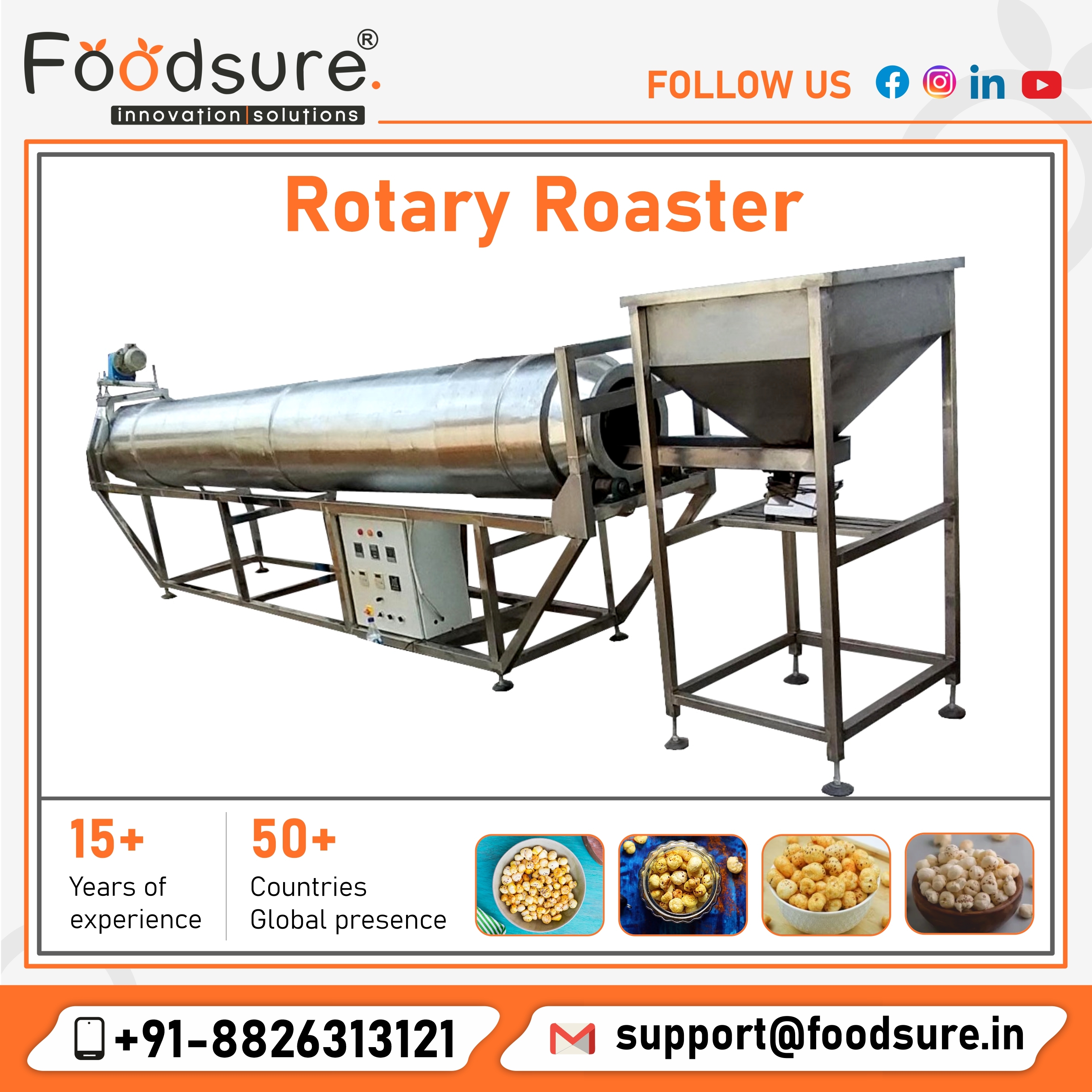 Fully Automatic Roasted Makhana Making Machine - Capacity: Upto 500 Kg Kg/hr