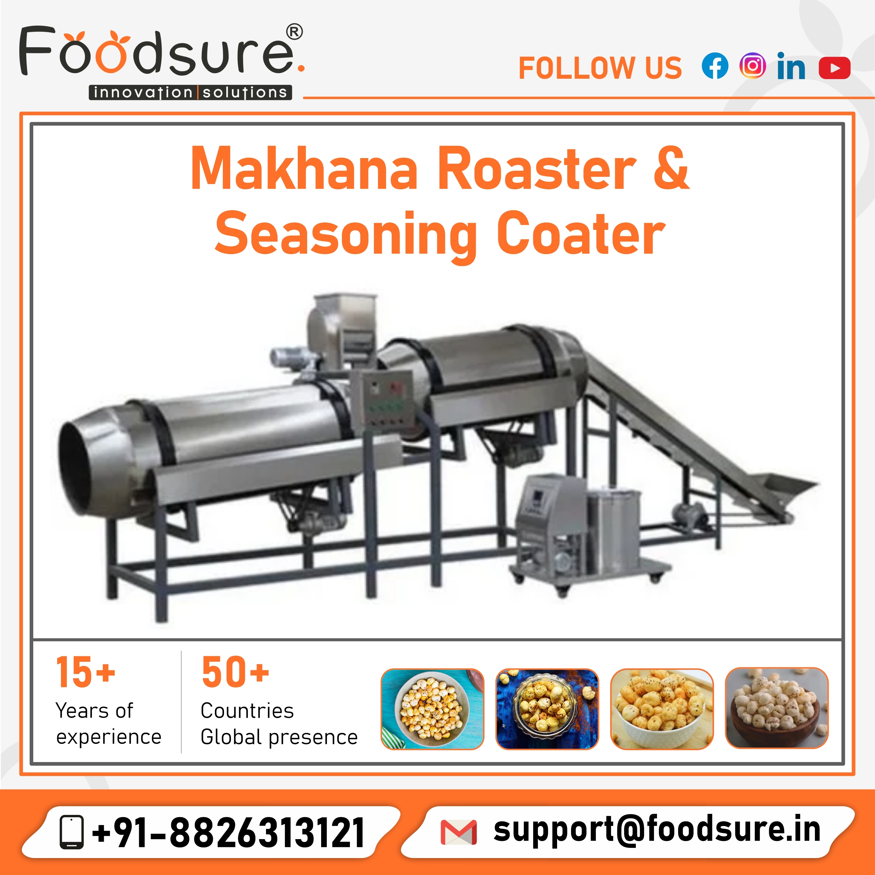 Fully Automatic Roasted Makhana Making Machine - Capacity: Upto 500 Kg Kg/hr