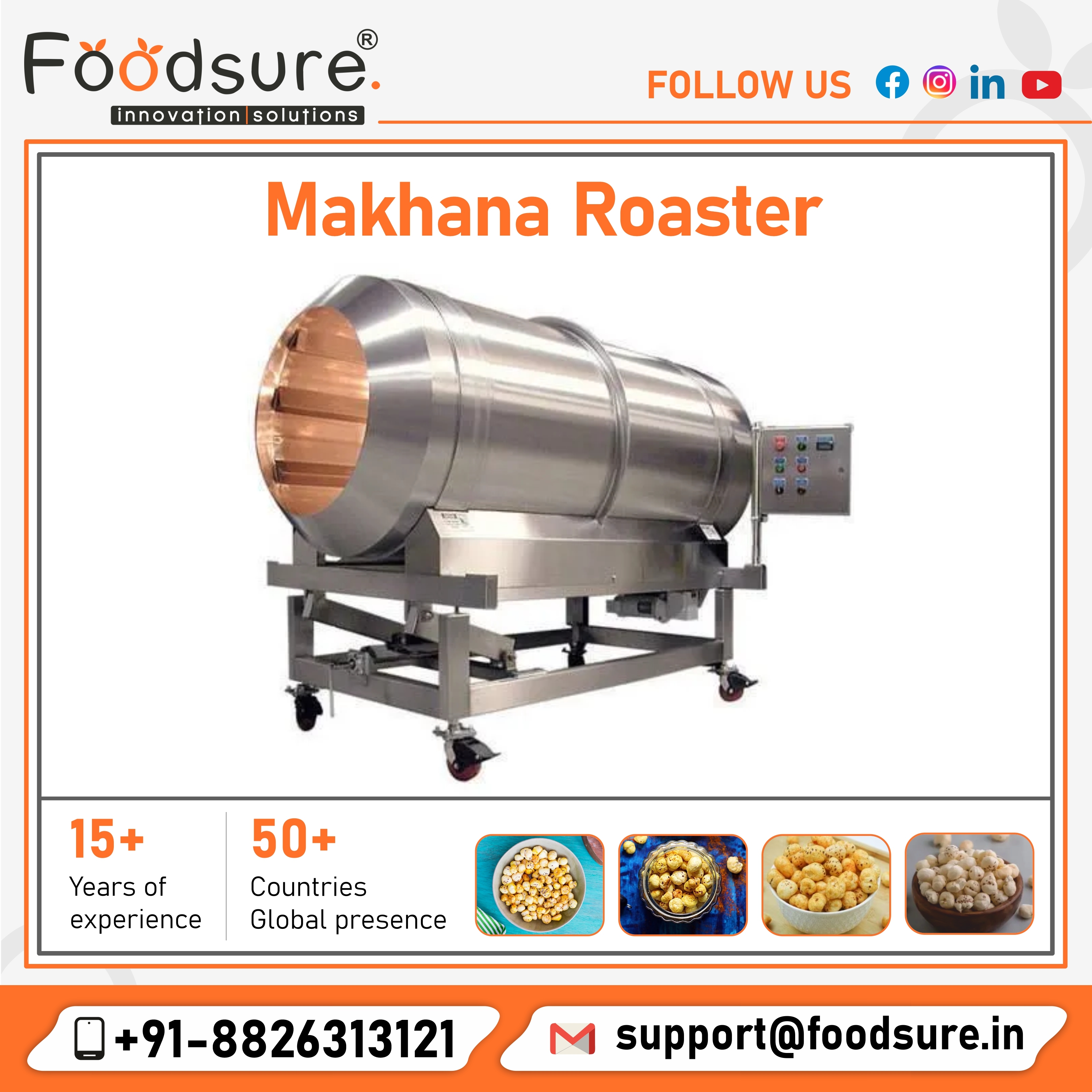 Fully Automatic Roasted Makhana Making Machine - Capacity: Upto 500 Kg Kg/hr