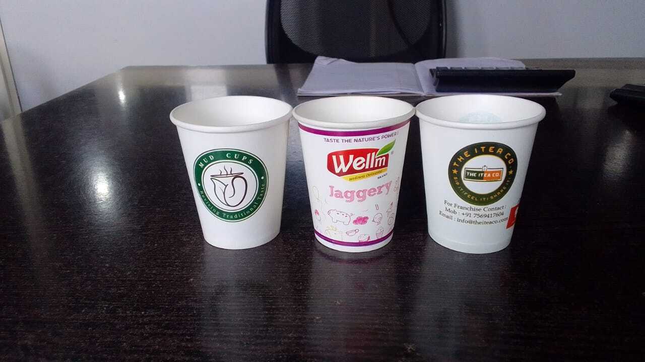 Hot-drinks Paper Cups - 90 Ml, White Printed Paper, Disposable Packaging | Heat Resistant, Multi Color, 100 Pieces Per Packet, 190 Gsm