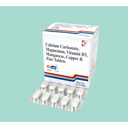 इफिकल टैबलेट सामग्री: कैल्शियम कार्बोनेट 1250mg Eq.to एलिमेंटल कैल्शियम 500mg+विटामिन-d3 400 Iu +मैग्नीशियम हाइड्रॉक्साइड Eq। एलिमेंटल मैग्नीशियम के लिए 40mg+मैंगनीज सल्फेट Eq। एलिमेंटल मैंगनीज के लिए 1.8mg+ जिंक सल्फेट एलिमेंटल जिंक 4mg के बराबर होता है +कॉपर सल्फेट Eq। एलिमेंटल कॉपर 1.0mg के लिए