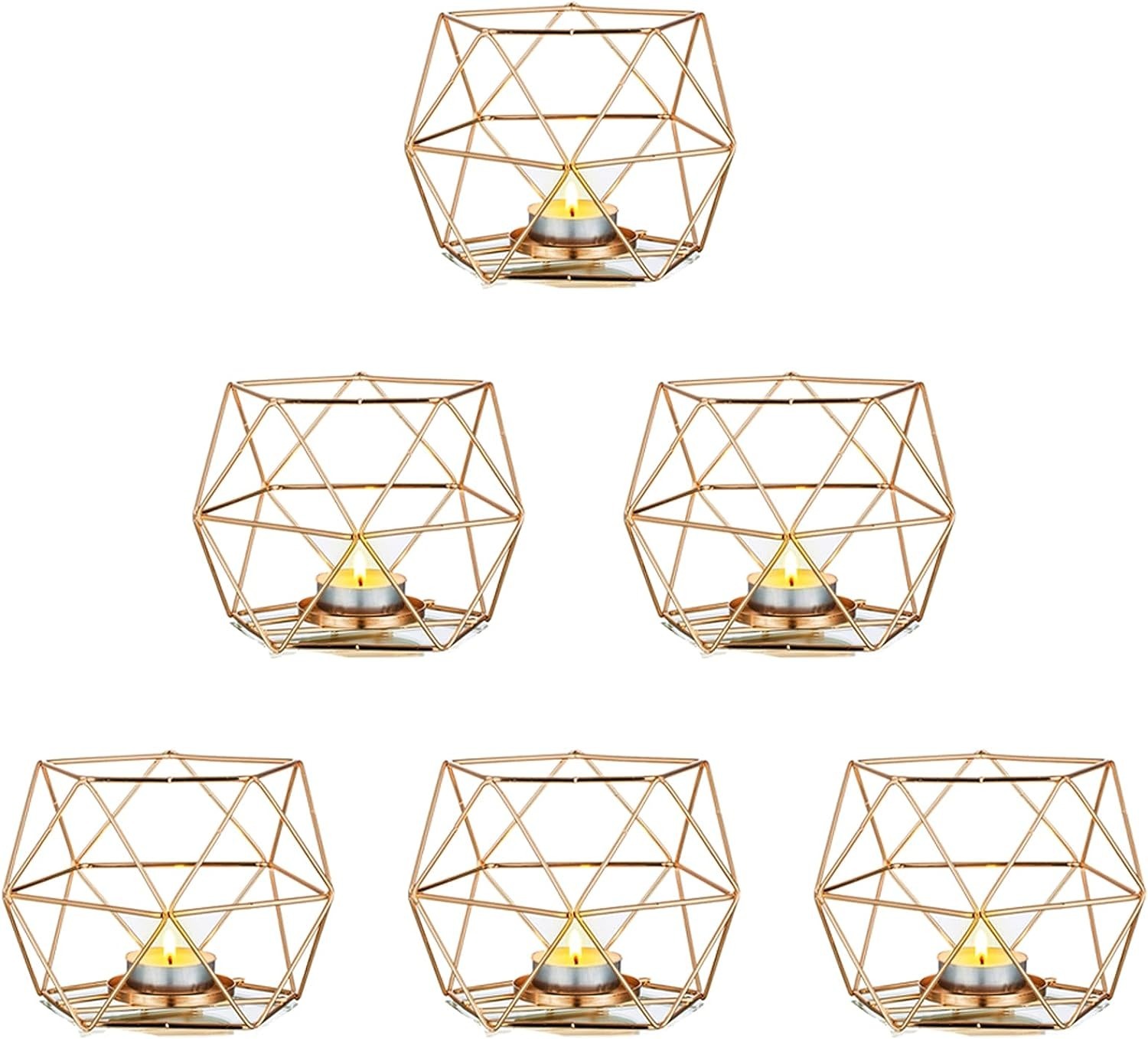 Candle Holder Wire 3 - Wrought Iron, 14l X 11w X 17.8h Cm | Handmade Geometric Shape, Modern Arts Style, Ideal For Weddings And Home Decoration