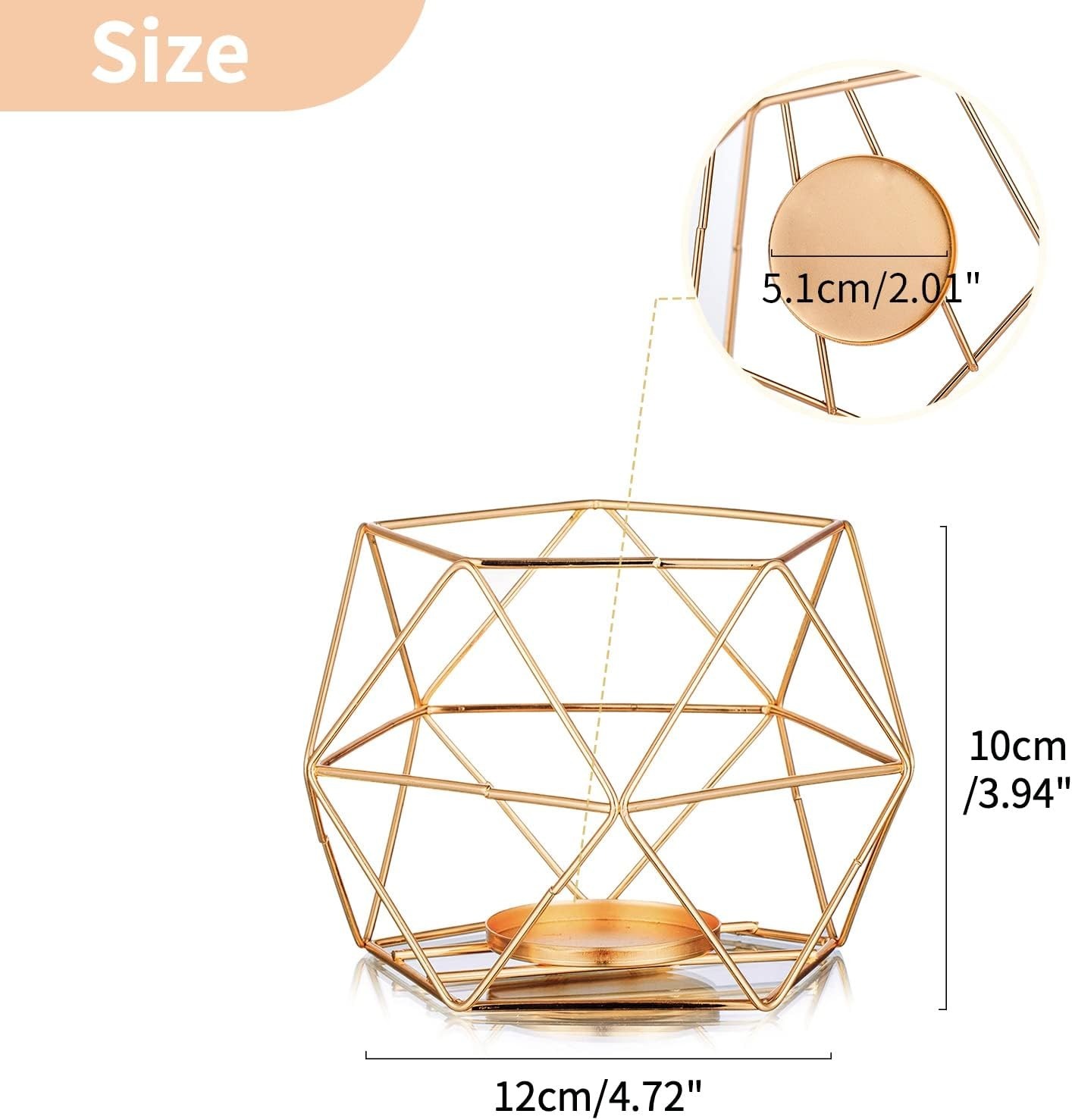 Candle Holder Wire 3 - Wrought Iron, 14l X 11w X 17.8h Cm | Handmade Geometric Shape, Modern Arts Style, Ideal For Weddings And Home Decoration