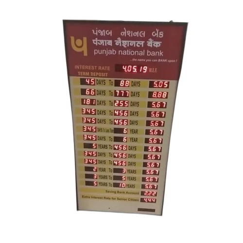 Led Bank Interest Rate Display Board - Customized Size , Semi-automatic Control Mode, Ip65 Protection Level, Normal View Angle