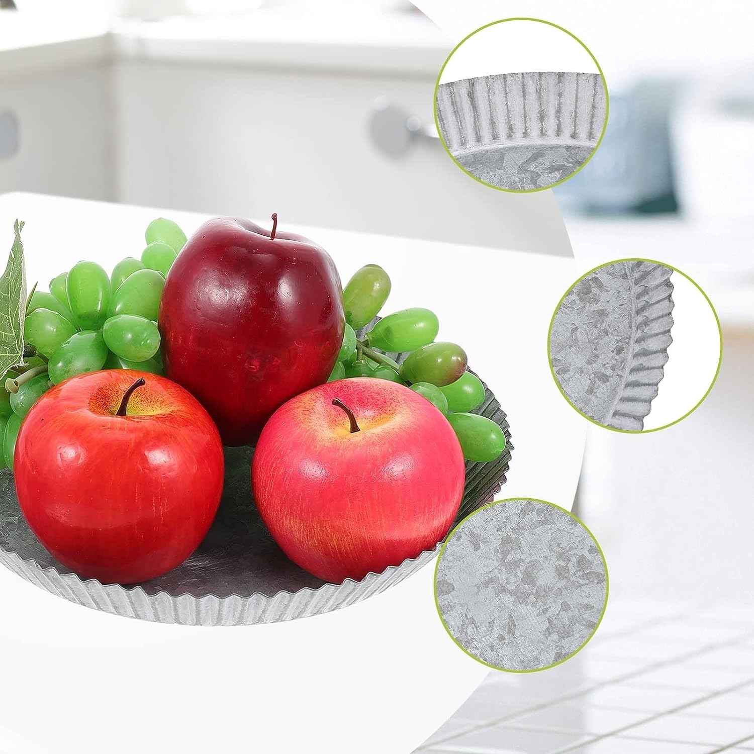 Tray 3 - Round Metal Tray 24.9l X 24.9w X 1.8h Cm | Vintage Grey Serving Tray For Desserts, Snacks, Jewelry, And Organizing Decor