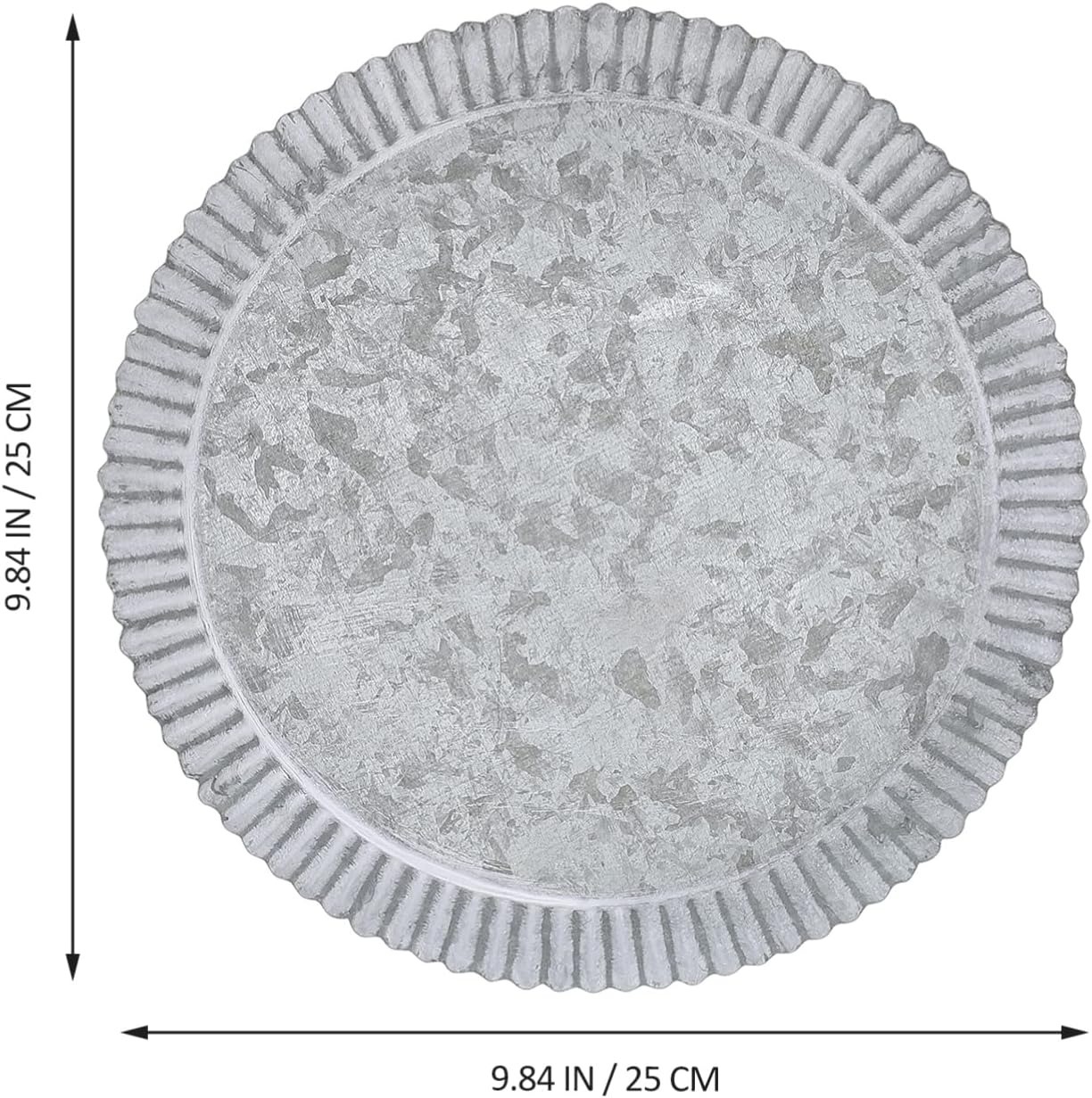 Tray 3 - Round Metal Tray 24.9l X 24.9w X 1.8h Cm | Vintage Grey Serving Tray For Desserts, Snacks, Jewelry, And Organizing Decor