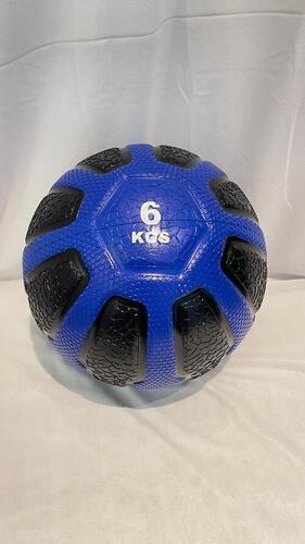 Medicine Ball - Rubber Material, 6 kg Weight, Blue and Black Color | Textured Surface for Enhanced Grip, Ideal for Strength and Power Training