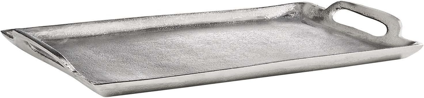 Wire Tray 5 - Aluminium Rectangular Serving Tray 29x17x2.5 Cm, Silver Color With Carry Handles - Ideal For Breakfast, Kitchen, Jewellery, Cosmetics, Bathroom Organization