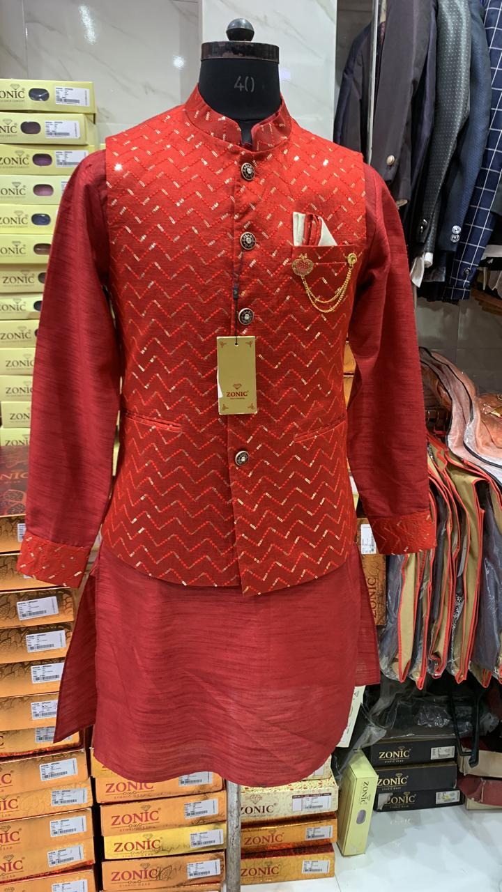 Blue Mehroon Desiner Kurta Pyajama