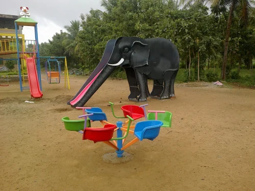 Elephant Slide - Metal And Plastic, Medium-sized For Children | Black, Manual Control, Outdoor Play Equipment With Elephant Shape