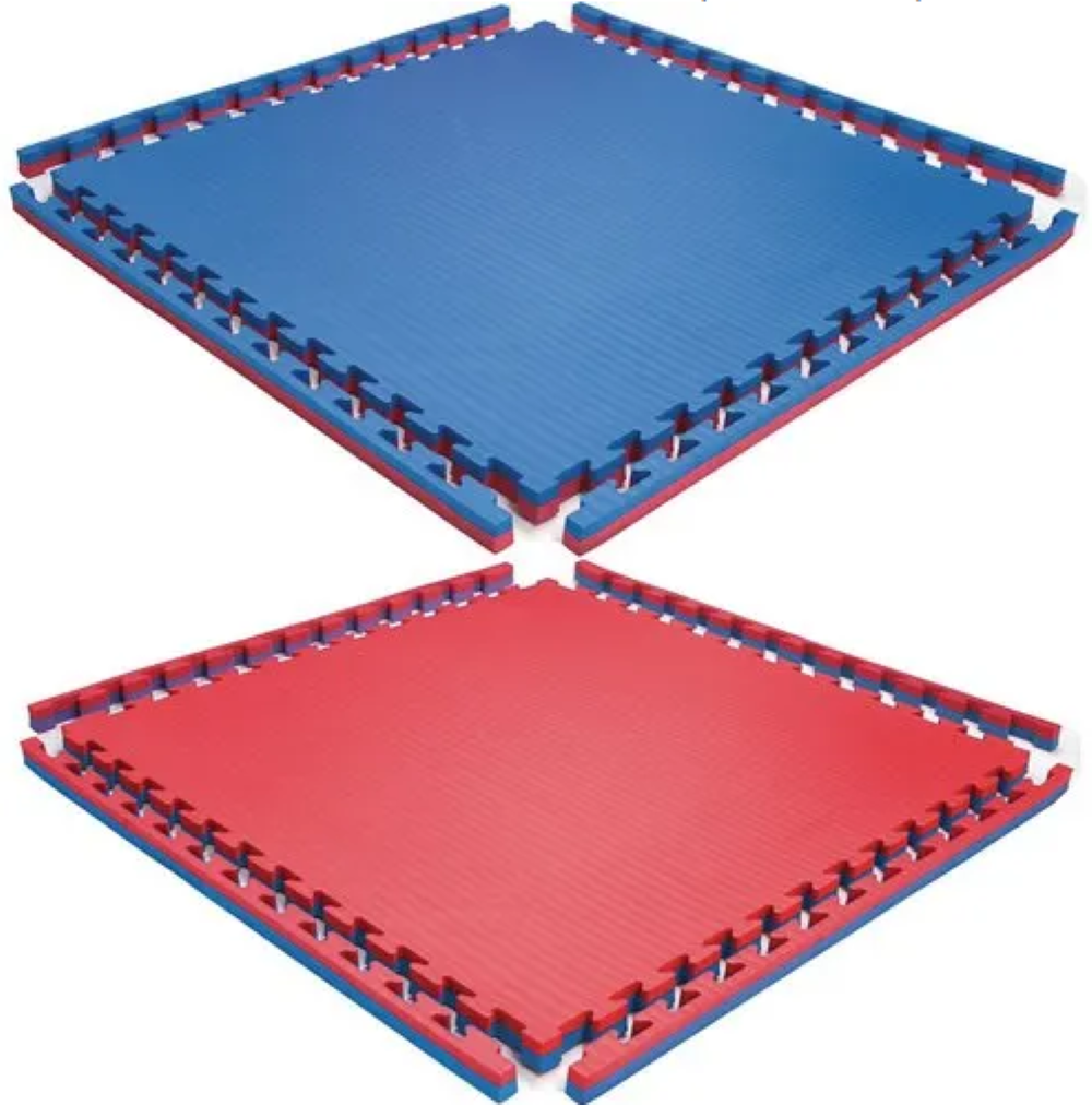 Kabaddi Mats - Jsr Material, 1x1 Meter Size | Dual Color Interlocking, Anti-skid Design, Easy Assembly, Extra Cushioning For Karate