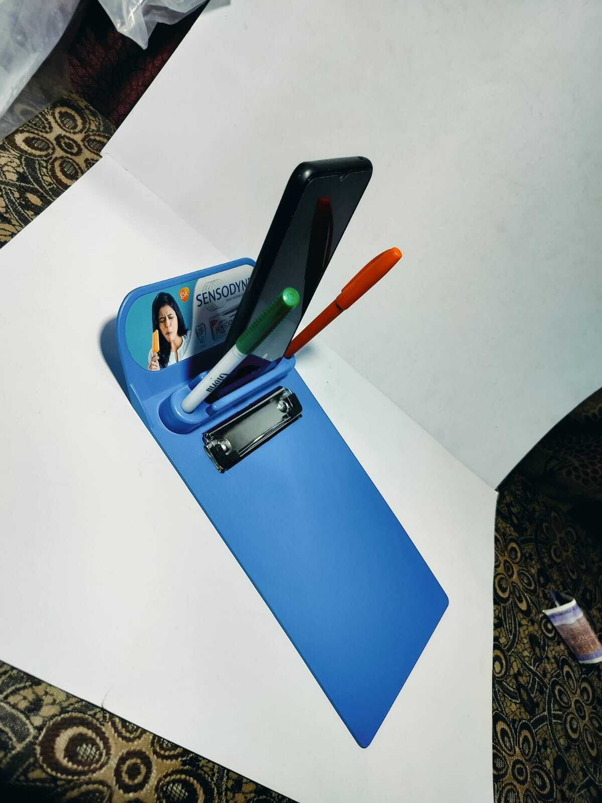 Promotional Clip Board - Plastic, Coated Finish | Vibrant Orange Color, Ideal For Promotional Events And Office Use