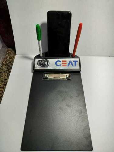 Black Plastic Clip Board And Pen Stand